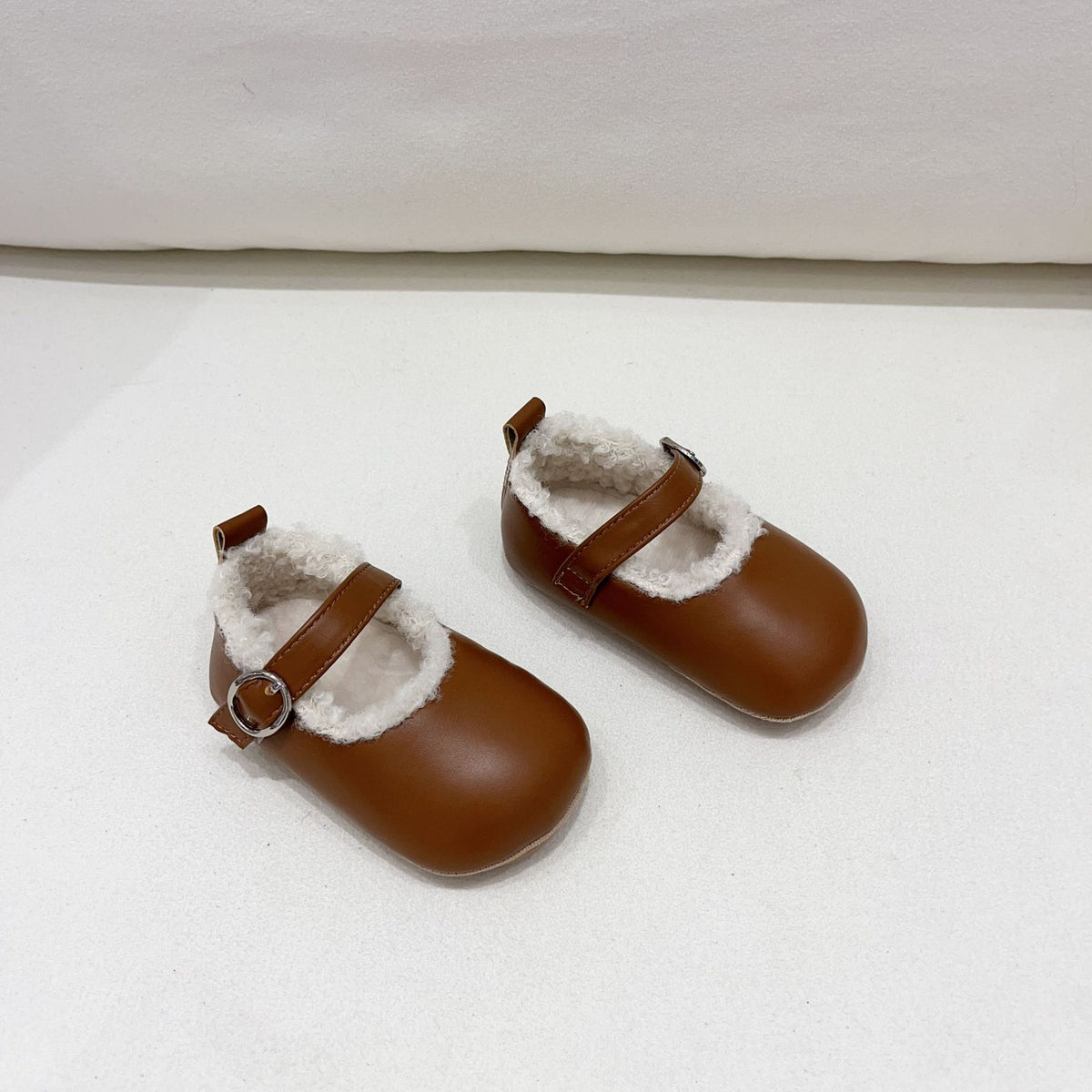 Ins Infant Baby Girl Solid Color Plush Warm Anti-Slip Shoes In Winter, MyKids-USA®, Shoes, MyKids-USA - Size/Age - insole length 11.00 cm - Color - Brown -  -  - QQ2310121131-C.