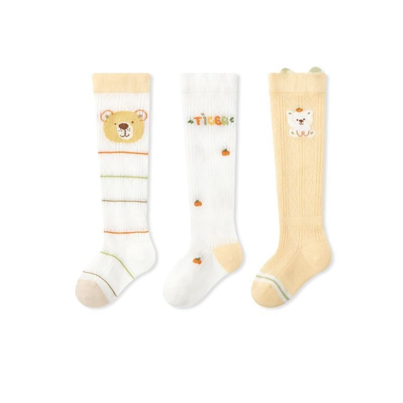 Autumn and Spring Baby Unisex Breathable Cute Cartoon Pattern Stockings 3-Pair Set, MyKids-USA®, Baby & Toddler Socks & Tights, MyKids-USA - Size/Age - XS (0-6M) - Color - Light Yellow -  -  - TR2602031139-H.