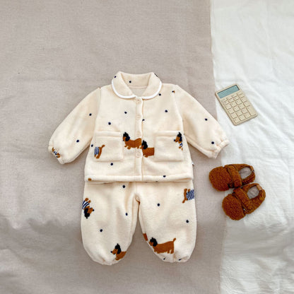 Winter Baby Kids Long Sleeves Animals Cartoon Pattern Top and Pants Pajamas Clothing Set, MyKids-USA®, Pajamas, MyKids-USA - Size/Age - 73 (6-9M) - Color - Apricot -  -  - TR2511302302-A