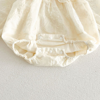 MyKids-USA® Autumn Flowers Embroidered Solid Color Baby Kids Girls Princess Bodysuit