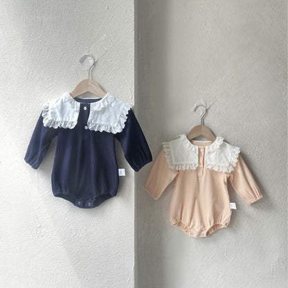 MyKids-USA® Autumn Arrival Lace Trim Collar Baby Kids Girls Princess Long Sleeves Bodysuit