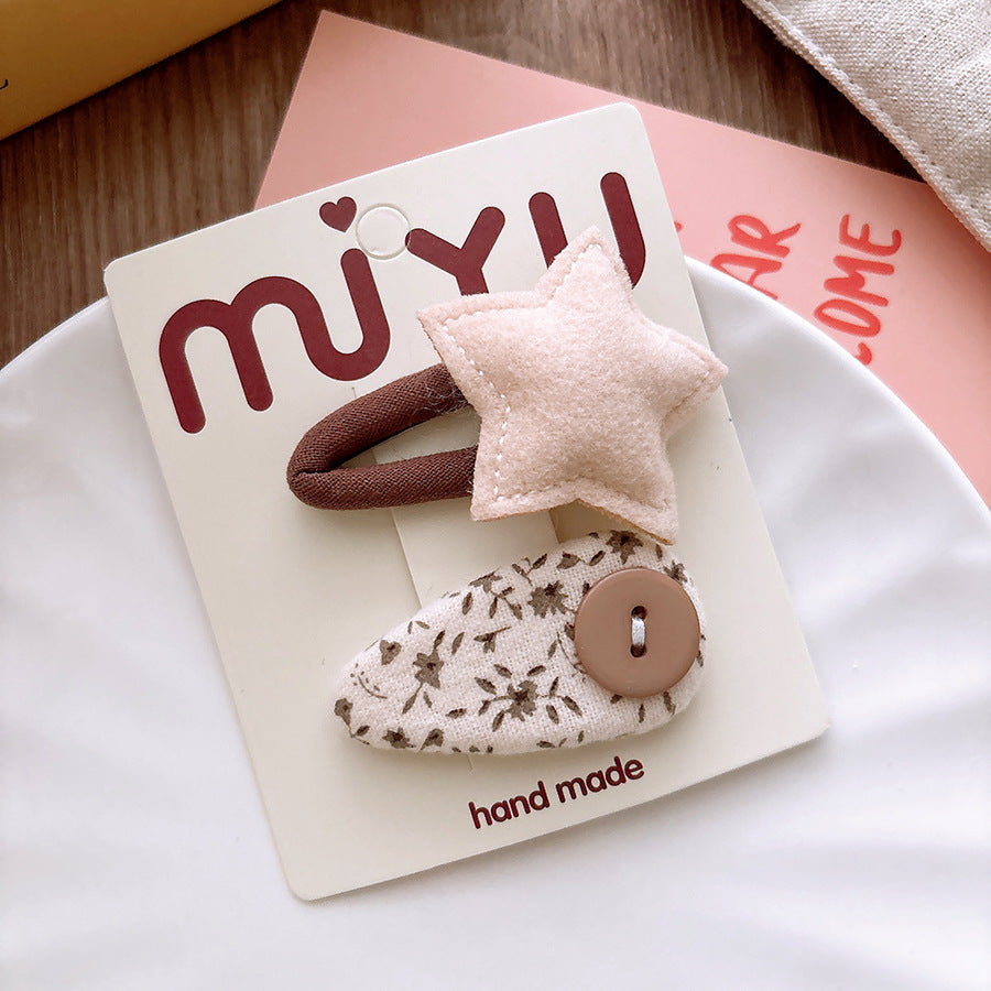 Collection of 2 Versatile Geometric Shaped Hair Clips, MyKids-USA®, Hair Pins, Claws & Clips, MyKids-USA - Size/Age - Average Size (0-12Y） - Color - Apricot -  -  - TR2601061409-A.