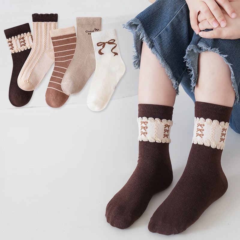 Spring and Autumn Arrival Baby Kids Unisex Breathable Cute Cartoon Pattern Socks 1 Lot=5-Pair Set, MyKids-USA®, Baby & Toddler Socks & Tights, MyKids-USA - Size/Age - S (1-3Y) - Color - Coffee -  -  - TR2601181609-C.