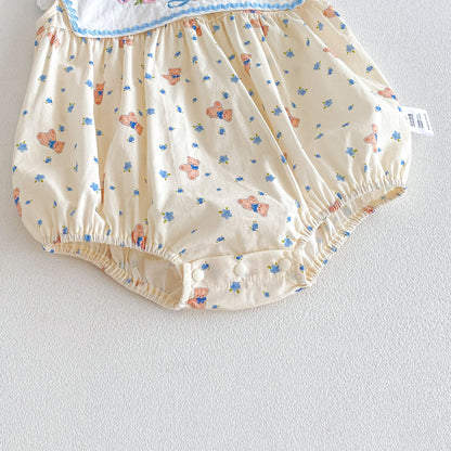 Design Summer Baby Kids Girls Sleeveless Teddy and Floral Pattern Bodysuit, MyKids-USA®, Baby & Children's One-Pieces, MyKids-USA -  -  -  -  -  -  - .