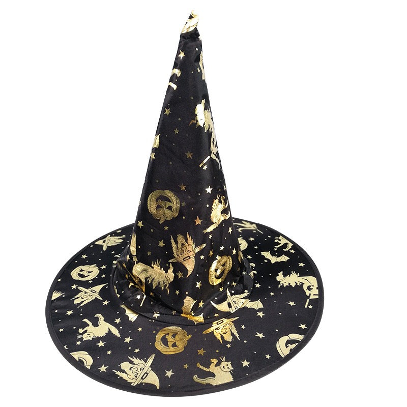 Halloween Bronzed Witch Hats Masquerade Dress Up Decoration, MyKids-USA®, Costume Accessories, MyKids-USA - Size/Age - Kids & Adult (Average Size) - Color - Gold -  -  - JM2206092213-F