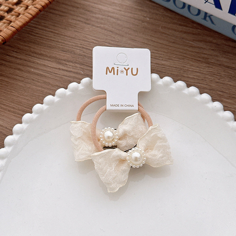 Collection of 2 Versatile Lace Decorated Hair Clips and Hair Ties, MyKids-USA®, Hair Pins, Claws & Clips, MyKids-USA - Size/Age - Average Size (0-12Y） - Color - Apricot -  -  - TR2601291543-A.