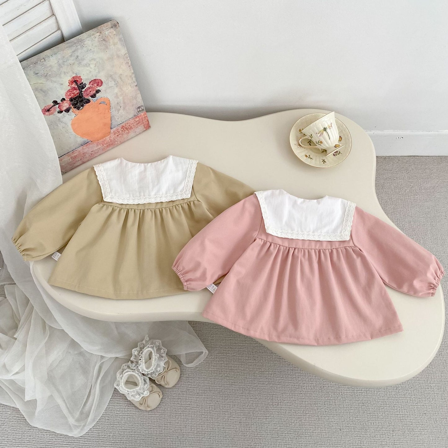 Spring Arrival Baby Girls Color Patchwork Long Sleeves Embroidered Pattern Collar Top, MyKids-USA®, Baby & Toddler Tops, MyKids-USA -  -  -  -  -  -  - .