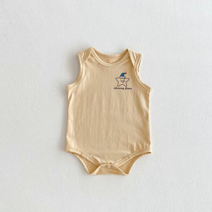 Summer Arrival Baby Unisex Casual Cartoon Star Pattern Sleeveless Onesies, MyKids-USA®, Baby One-Pieces, MyKids-USA - Size/Age - 66 (3-6M) - Color - Yellow -  -  - TR2506072008-A