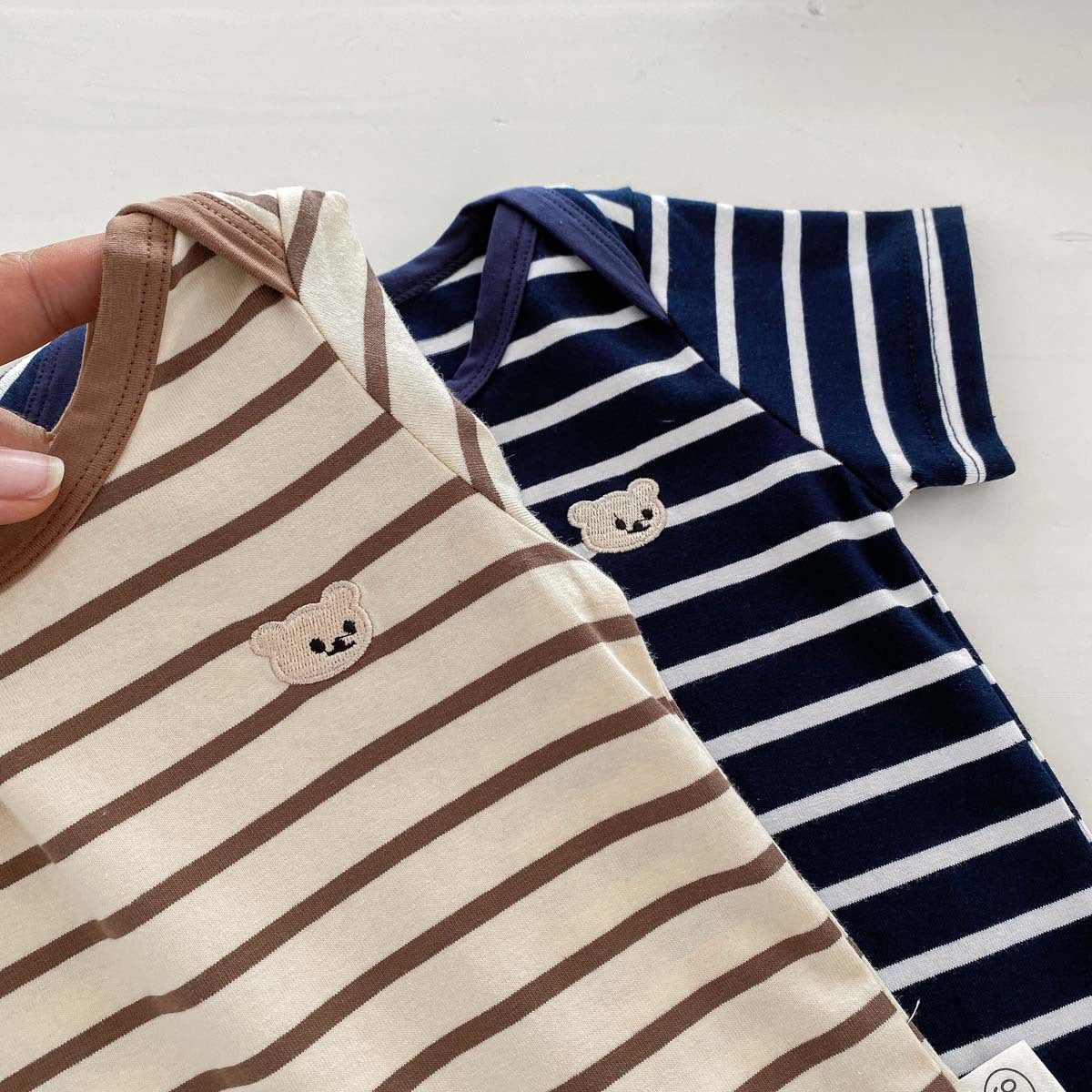 Summer Arrival Baby Boys and Girls Short Sleeves Striped and Teddy Pattern Bodysuit, MyKids-USA®, Baby & Children's One-Pieces, MyKids-USA -  -  -  -  -  -  - .