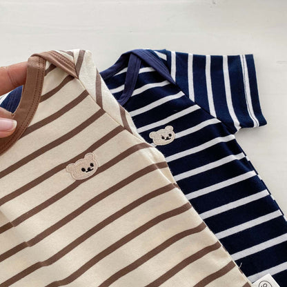 Summer Arrival Baby Boys and Girls Short Sleeves Striped and Teddy Pattern Bodysuit, MyKids-USA®, Baby & Children's One-Pieces, MyKids-USA -  -  -  -  -  -  - .