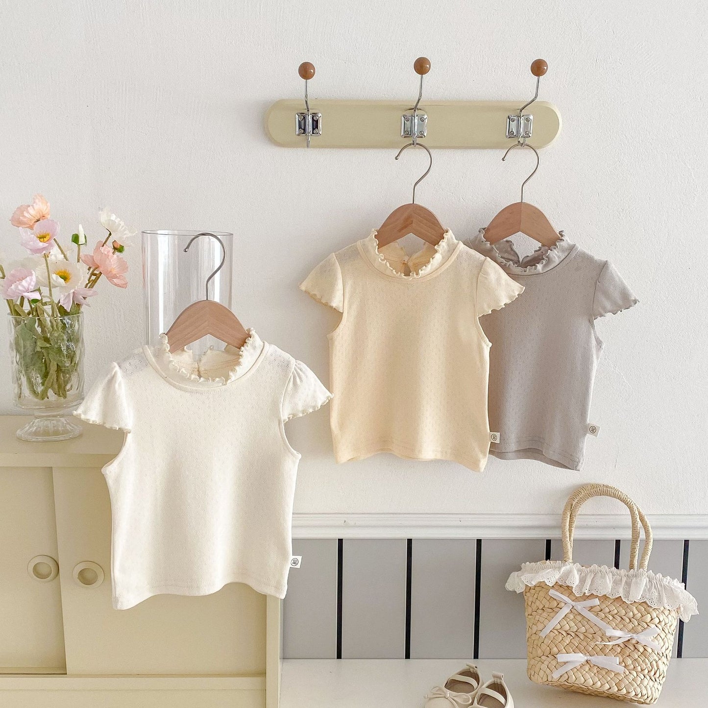 Summer Arrival Baby Kids Girls Cute Solid Color Hollow-out Pattern Fly Sleeves Top, MyKids-USA®, Baby & Toddler Tops, MyKids-USA -  -  -  -  -  -  - 