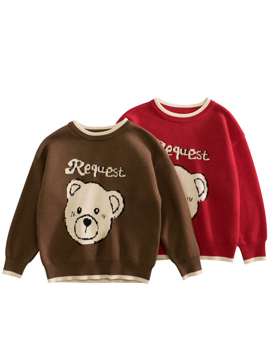 Autumn Arrival Baby Girls Kids Cute Teddy Bear Pattern Crew Neck Long Sleeves Knitted Sweatshirt Pullover, MyKids-USA®, Baby & Toddler Outerwear, MyKids-USA -  -  -  -  -  -  - 