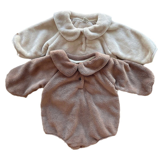 Infant Baby Unisex Solid Thick Warm Long Sleeve One Piece In Winter