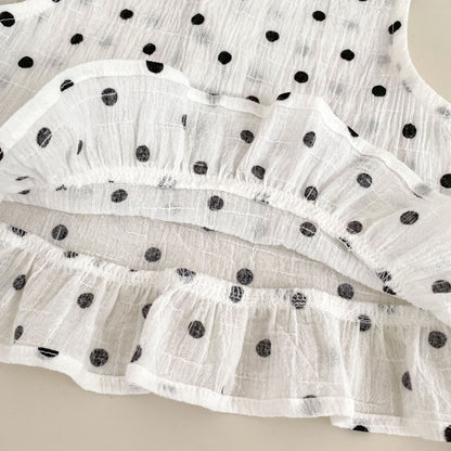 Arrival Summer Baby Kids Girls Sleeveless Dots Pattern Vest and Pants Clothing Set