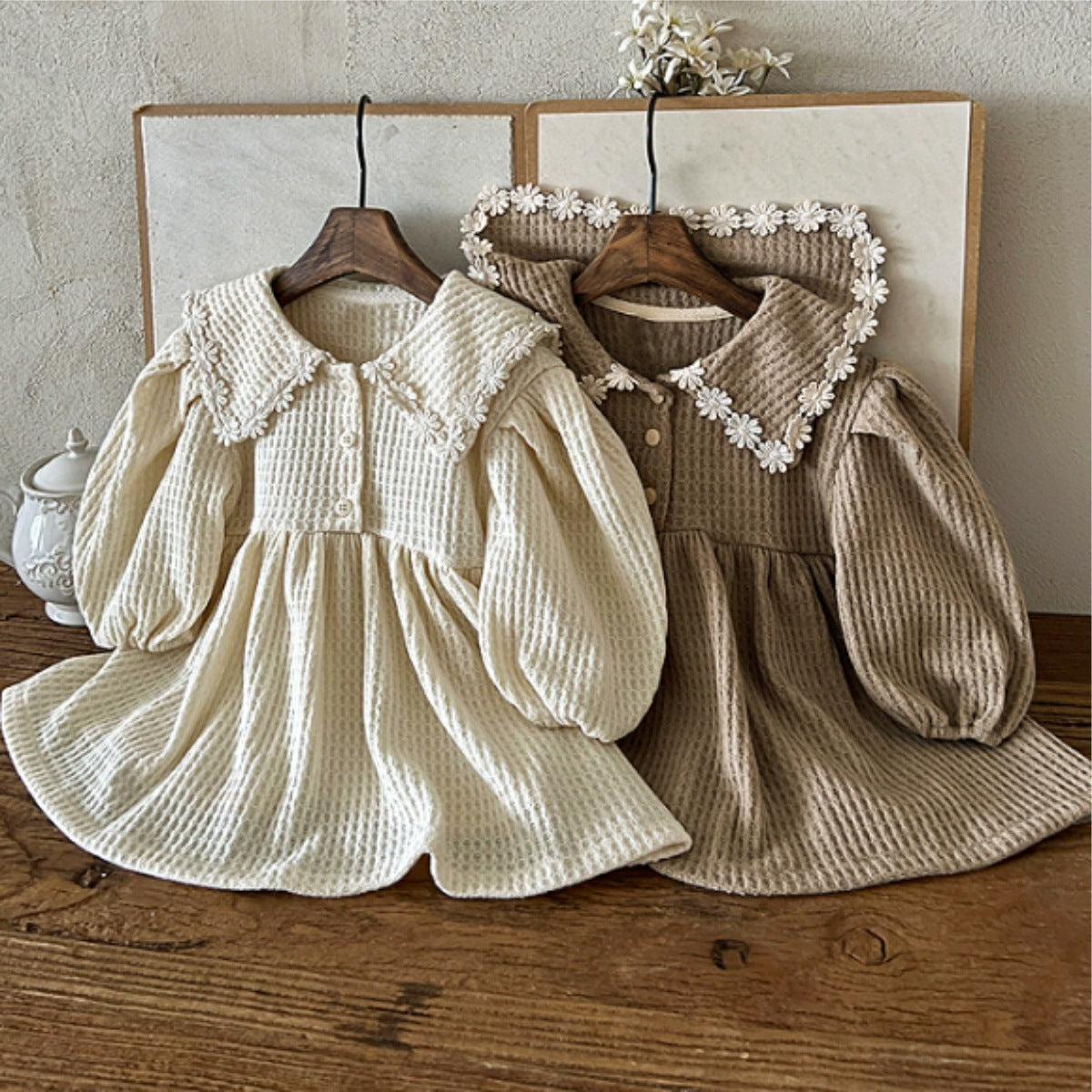 MyKids-USA® Autumn Arrival Baby Kids Girls Princess Long Sleeves Flowers Lace Trim Dress