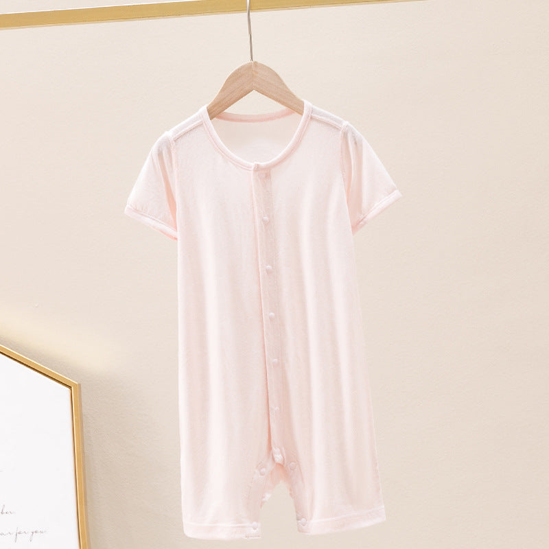 Summer Arrival Baby Short Sleeves Solid Color Single Breasted Rompers Bodysuits, MyKids-USA®, Baby & Children's One-Pieces, MyKids-USA - Size/Age - 66 (3-6M) - Color - Pink -  -  - TR2605182209-B.