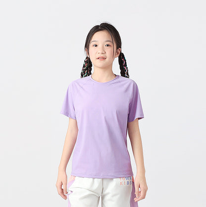 Boys And Girls Solid Color Elastic Quick Dry Sportswear T-Shirt In European And American Style, MyKids-USA®, Baby & Toddler Tops, MyKids-USA - Size/Age - 120 (5-7Y) - Color - Purple -  -  - TR2404071631-F