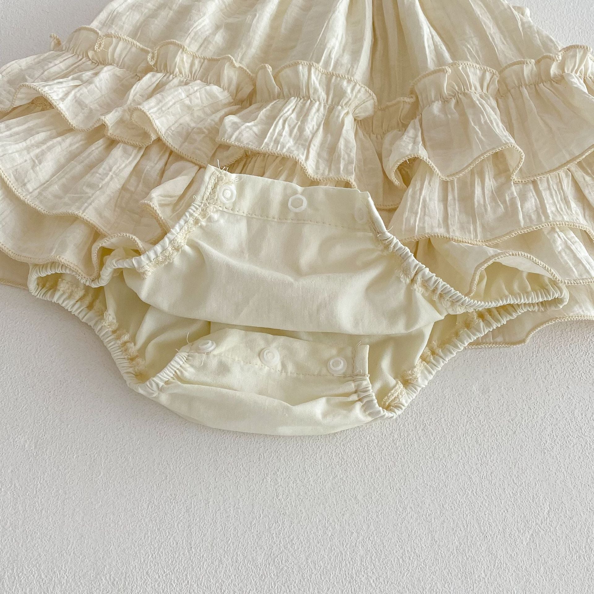 Summer Arrival Baby Girls Apricot Sleeveless Plain Dress Design Strap Onesies, MyKids-USA®, Baby One-Pieces, MyKids-USA -  -  -  -  -  -  - 