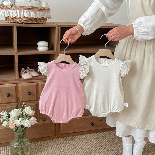 Summer Arrival Baby Girls Fly Sleeves Crew Neck Plain Bodysuit, MyKids-USA®, Bodysuits, MyKids-USA -  -  -  -  -  -  - .