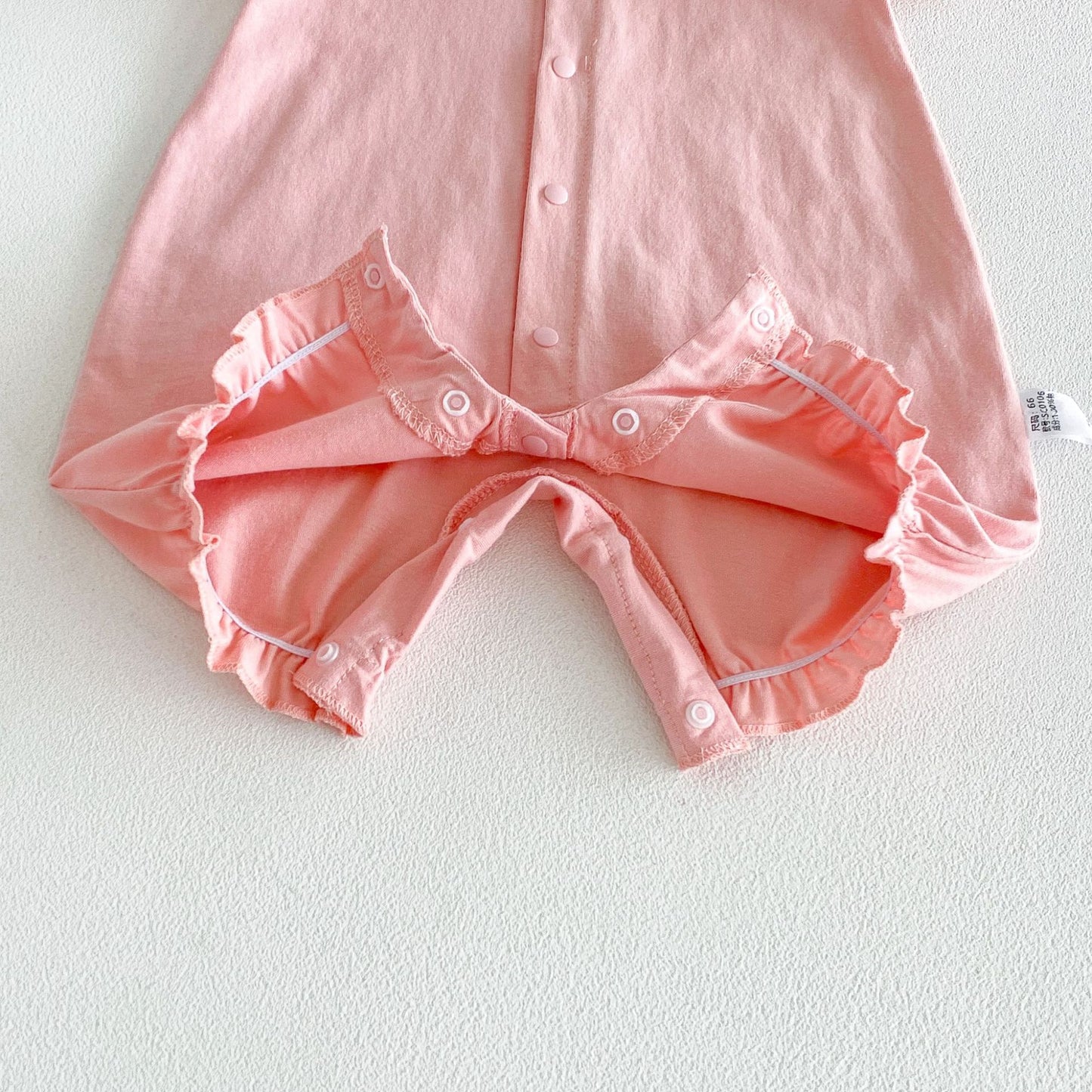 Design Summer Baby Kids Girls Short Sleeves Solid Color Pink Rompers