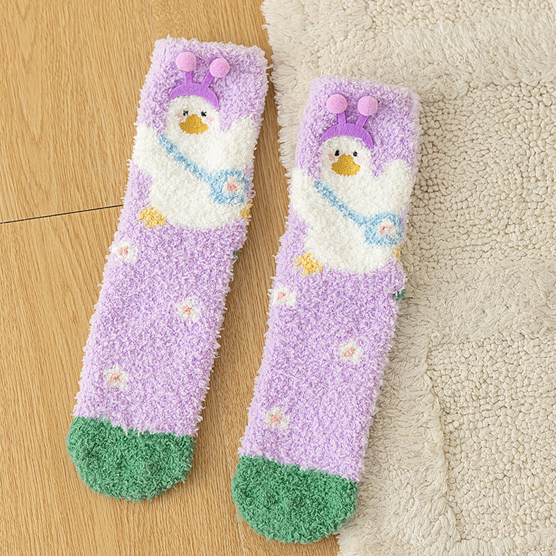 Autumn and Winter Baby Unisex Breathable Cartoon Pattern Warm Fluffy Socks 26cm, MyKids-USA®, Baby & Toddler Socks & Tights, MyKids-USA - Size/Age - Average Size (0-8Y） - Color - Purple -  -  - TR2512301336-L.