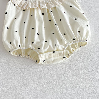 Design Summer Baby Kids Girls Fly Sleeves Dots Pattern Bodysuit