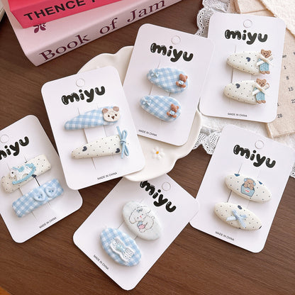 Collection of 2 Cute Blue Pattern Hair Clips, MyKids-USA®, Hair Pins, Claws & Clips, MyKids-USA -  -  -  -  -  -  - .