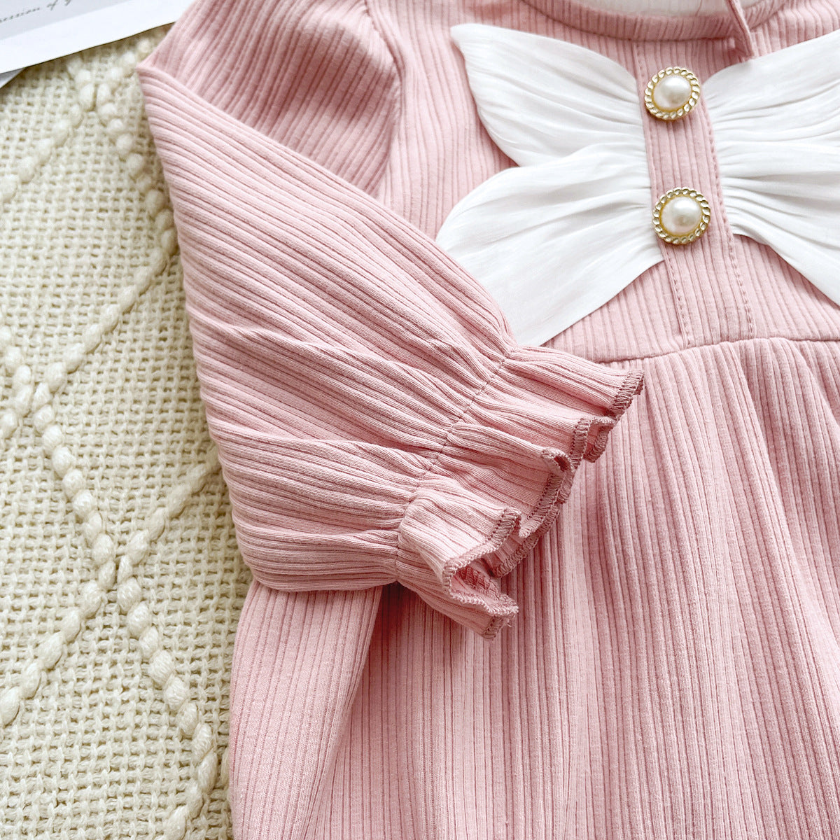 Autumn Arrival Baby Girls Long Sleeves Butterfly-bow Decorated Onesies, MyKids-USA®, Baby One-Pieces, MyKids-USA -  -  -  -  -  -  - 