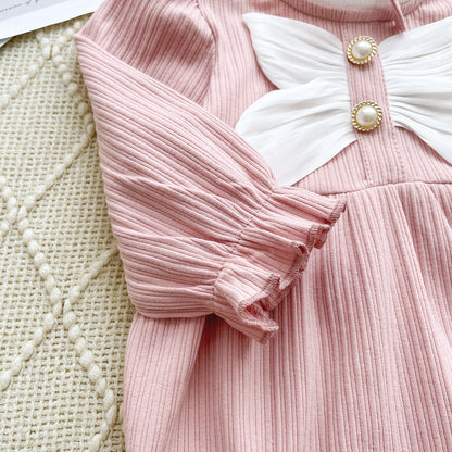 Autumn Arrival Baby Girls Long Sleeves Butterfly-bow Decorated Onesies, MyKids-USA®, Baby One-Pieces, MyKids-USA -  -  -  -  -  -  - 