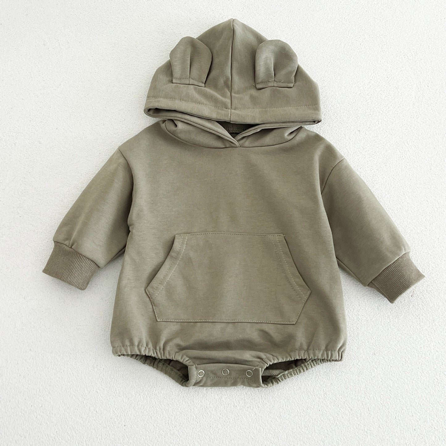 MyKids-USA® Autumn Solid Color Baby Kids Unisex Hooded Bodysuit