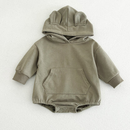 MyKids-USA® Autumn Solid Color Baby Kids Unisex Hooded Bodysuit