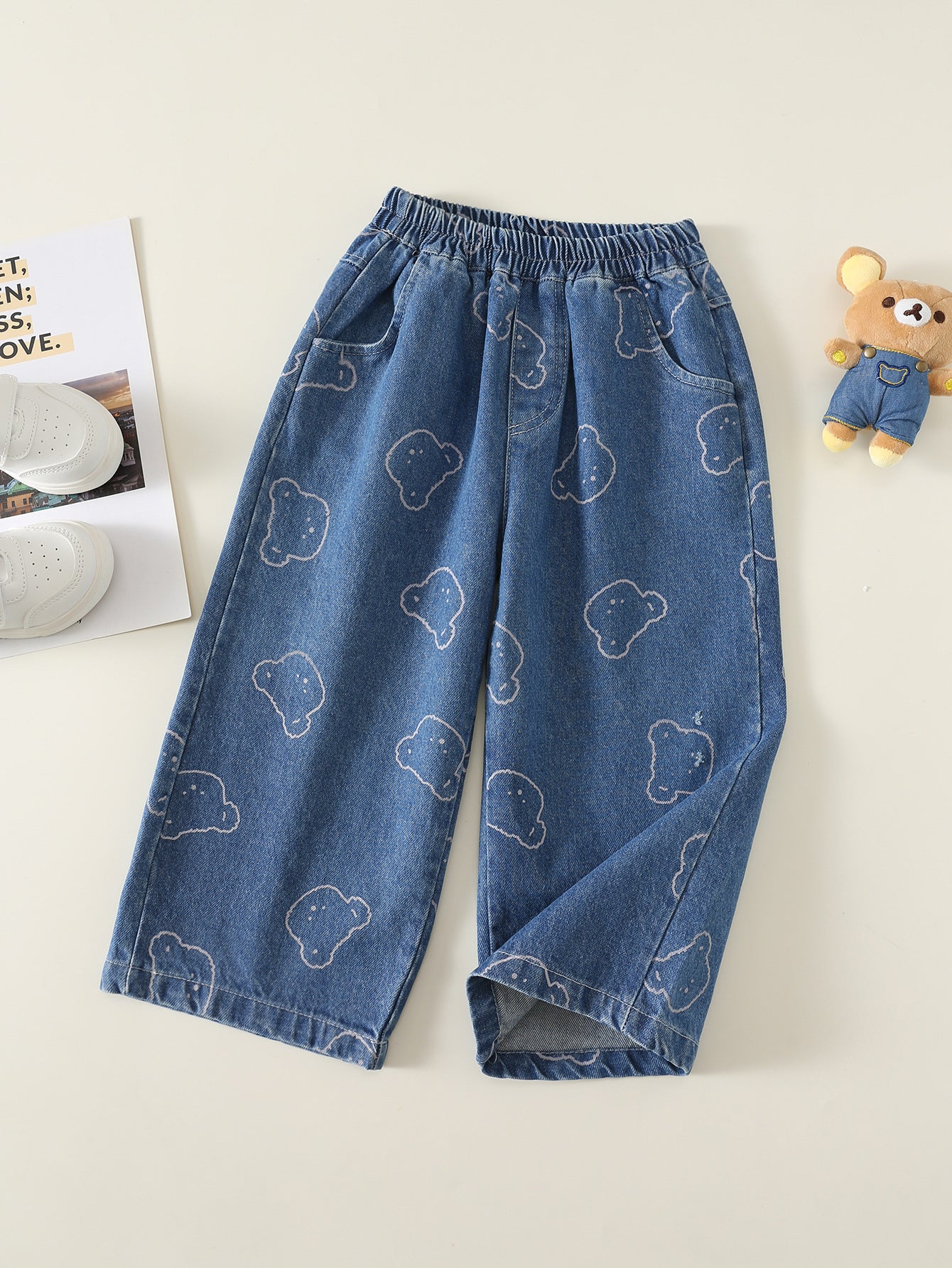 MyKids-USA® Arrival Autumn Girls Teddy Bears Pattern Jeans