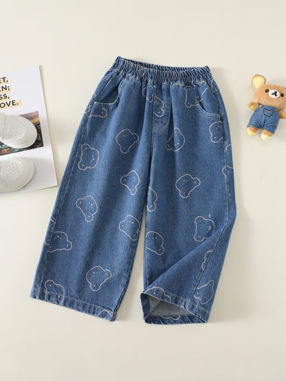 MyKids-USA® Arrival Autumn Girls Teddy Bears Pattern Jeans