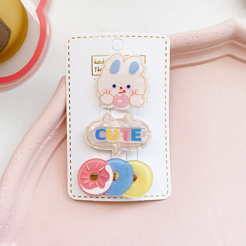 Children’s Cute Acrylic Small Animal Girl Heart Side Hairpin Hair Clips, MyKids-USA®, Hair Pins, Claws & Clips, MyKids-USA - Size/Age - Average Size (0-12Y） - Color - White -  -  - JM2211262005-F