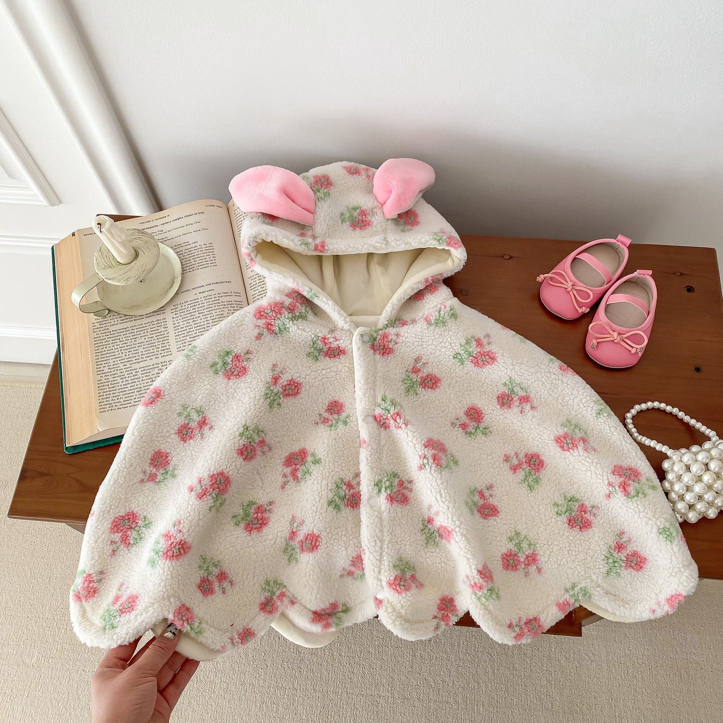 Baby Girl Floral Thick Warm Long Sleeves Winter Cloak