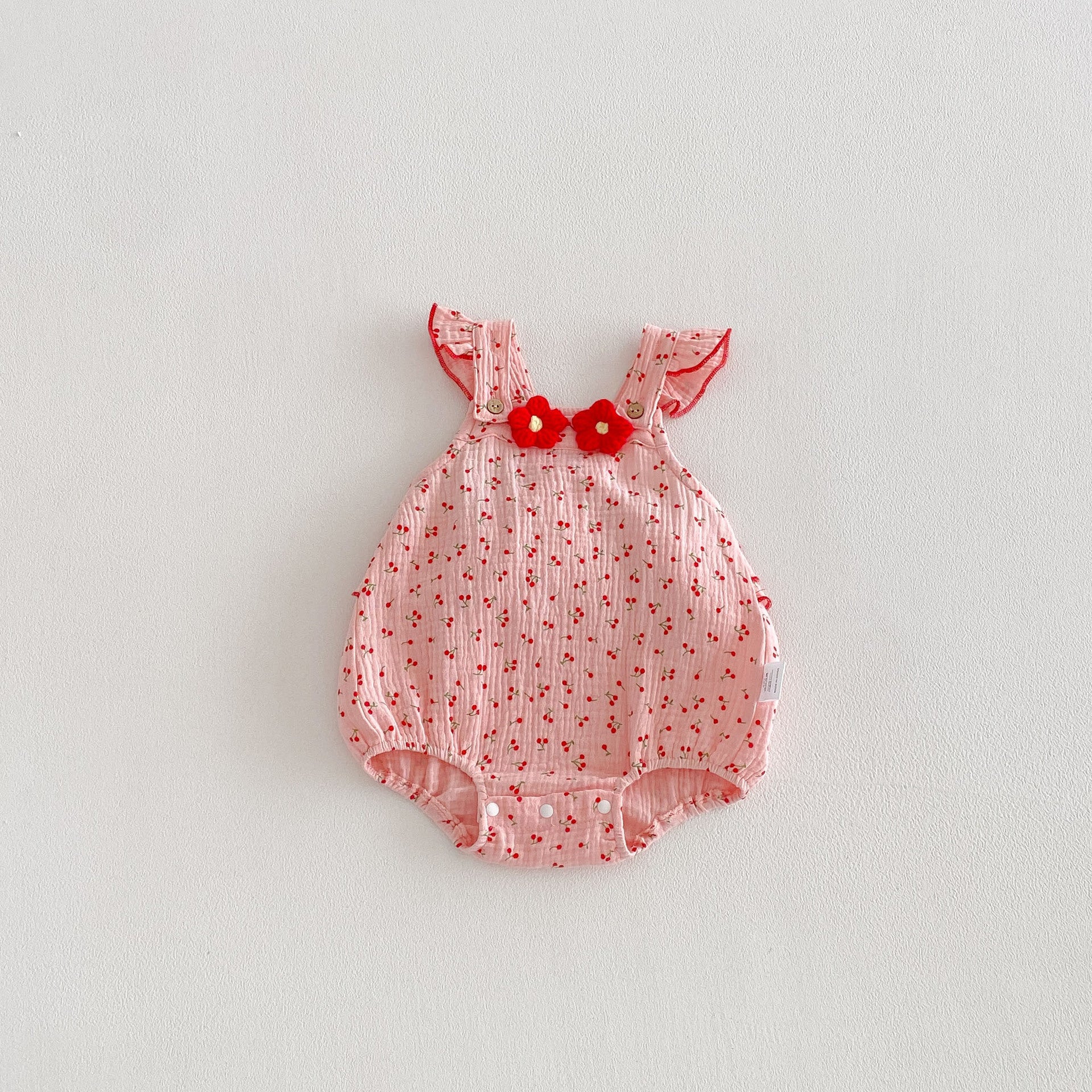 Design Summer Baby Kids Girls Sleeveless Flowers and Fruits Pattern Strap Bodysuit, MyKids-USA®, Bodysuits, MyKids-USA - Size/Age - 66 (3-6M) - Color - Pink -  -  - TR2603312318-A.