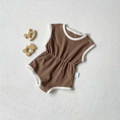 Hot Selling Summer Baby Kids Sleeveless Color Patchwork Bodysuit