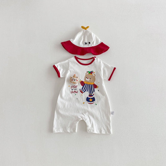 Summer Arrival Baby Boys and Girls Short Sleeves Letters and Cartoon Pattern Rompers, MyKids-USA®, Baby One-Pieces, MyKids-USA - Size/Age - 66 (3-6M) - Color - Beige -  -  - TR2603161723-A.