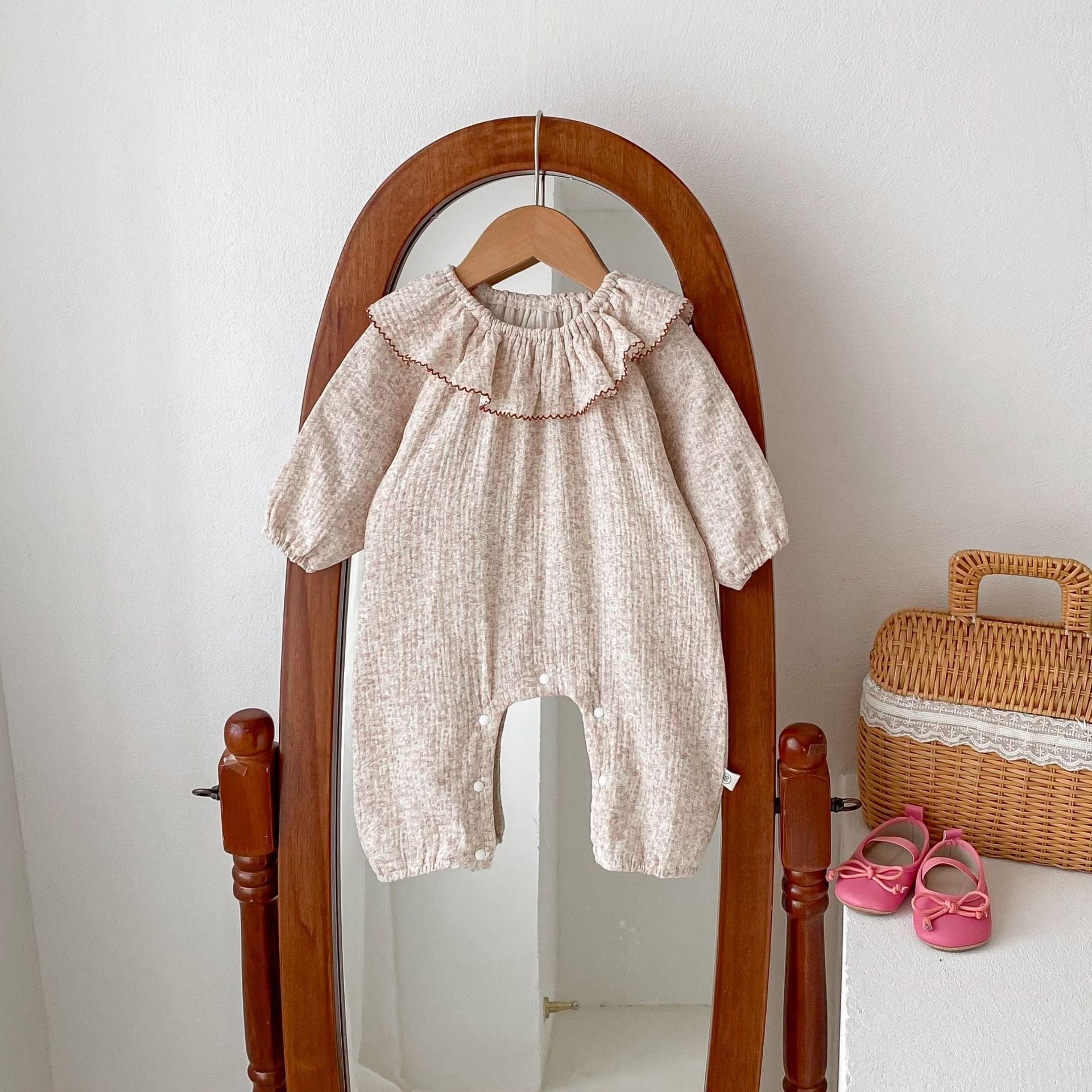 Autumn Arrival Baby Girls Long Sleeves Floral Pattern Rompers with Ruffle Collar, MyKids-USA®, Baby One-Pieces, MyKids-USA -  -  -  -  -  -  - 