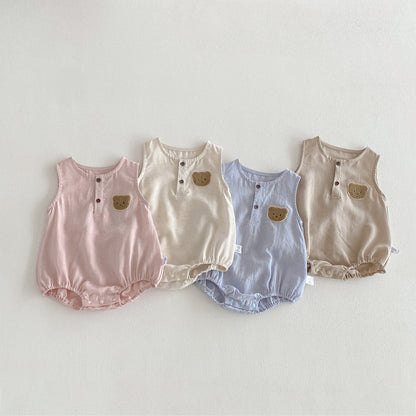 Arrival Summer Baby Girls Teddy Bear Pattern Sleeveless Bodysuit, MyKids-USA®, Baby One-Pieces, MyKids-USA -  -  -  -  -  -  - .