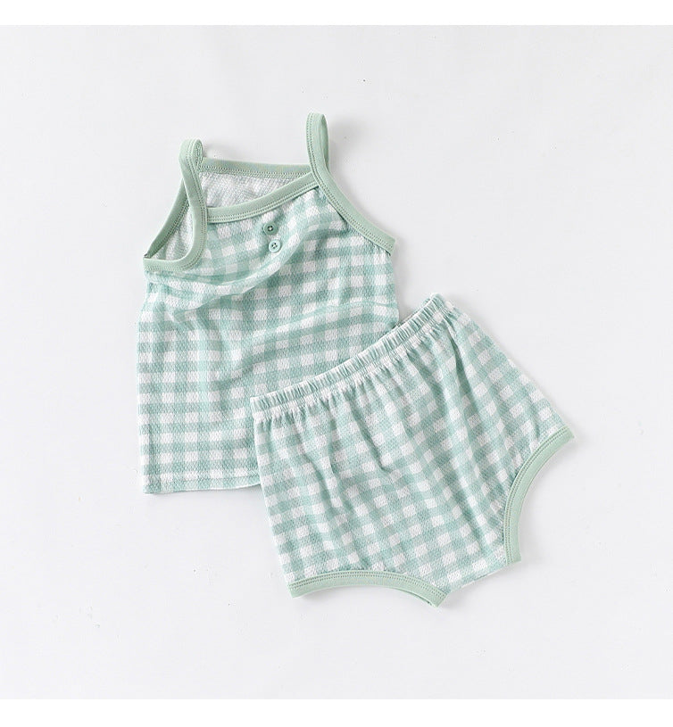 Design Summer Baby Kids Girls Sleeveless Plaid Vest with Shorts Set, MyKids-USA®, Baby & Children's Outfits, MyKids-USA -  -  -  -  -  -  - .