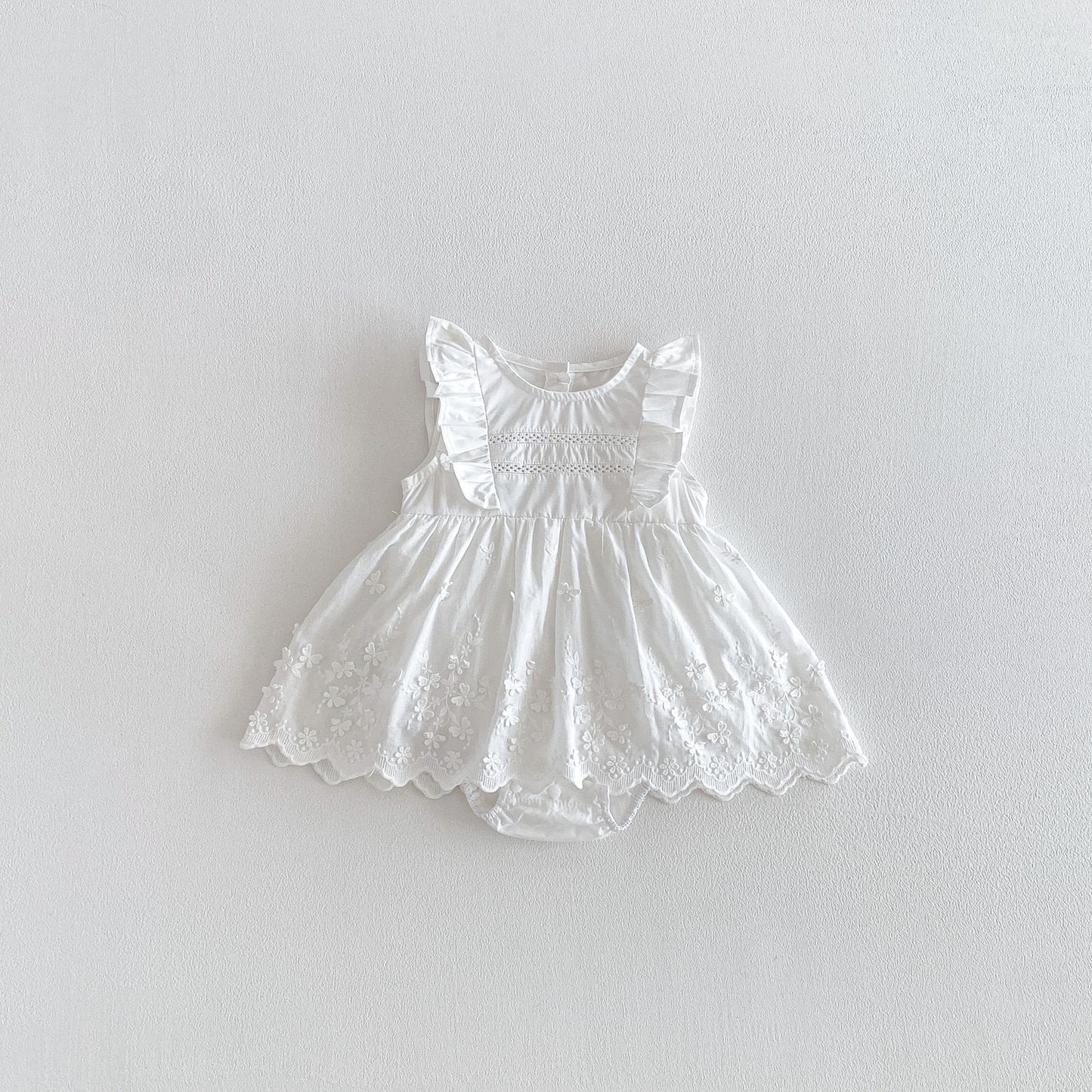 Summer Arrival Baby Girls Fly Sleeves Flowers Pattern Bodysuit, MyKids-USA®, Baby One-Pieces, MyKids-USA - Size/Age - 66 (3-6M) - Color - Beige -  -  - TR2603282302-A.
