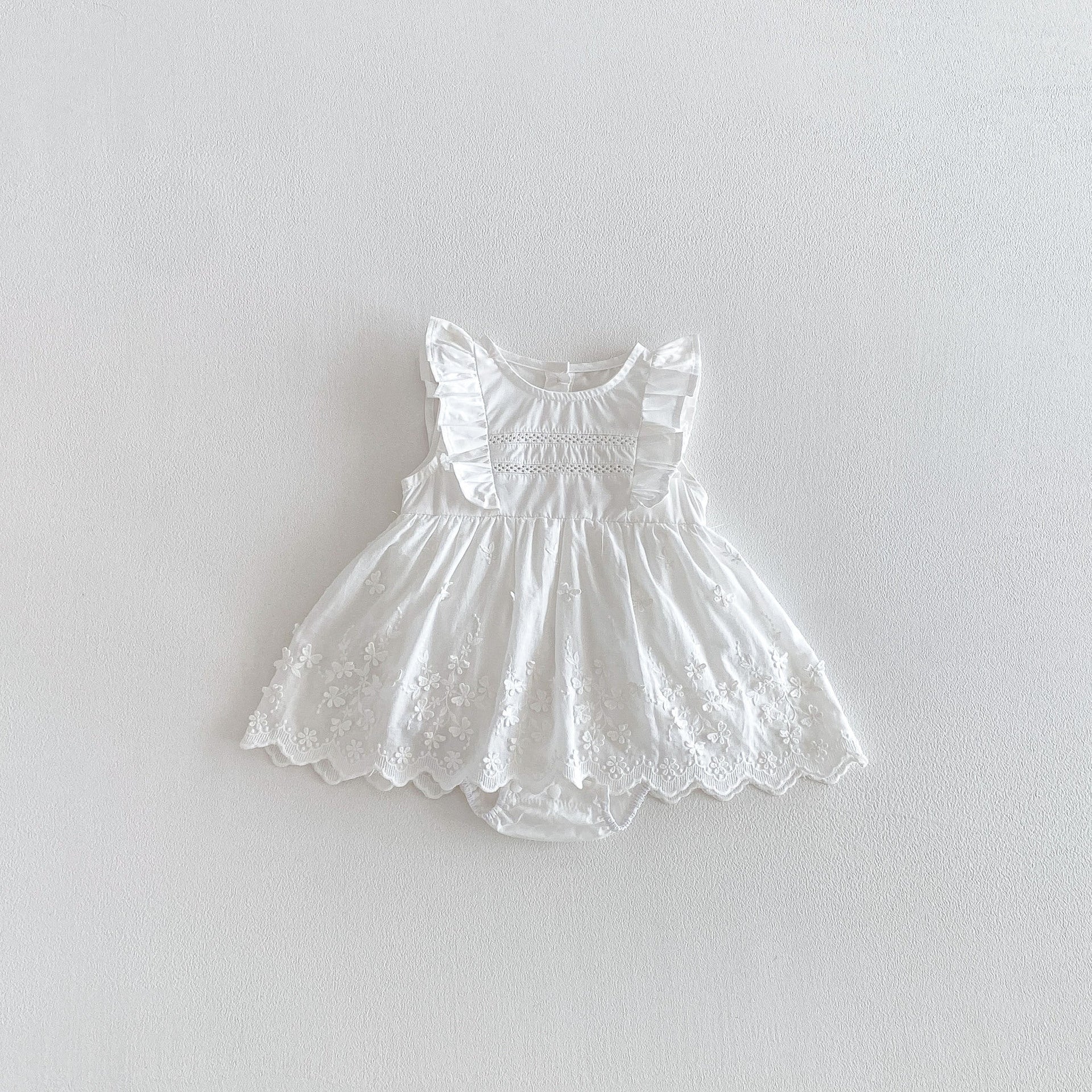 Summer Arrival Baby Girls Fly Sleeves Flowers Pattern Bodysuit, MyKids-USA®, Baby One-Pieces, MyKids-USA - Size/Age - 66 (3-6M) - Color - Beige -  -  - TR2603282302-A.
