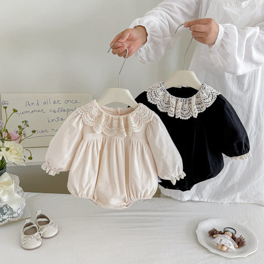 MyKids-USA® Autumn Arrival Baby Girls Long Sleeves Lace Trim Hollow-out Collar Bodysuit