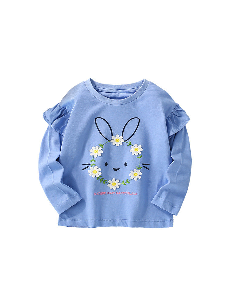 Baby Girl In New Autumn And Winter Cartoon Print Pattern Comfy Cotton Top Shirt