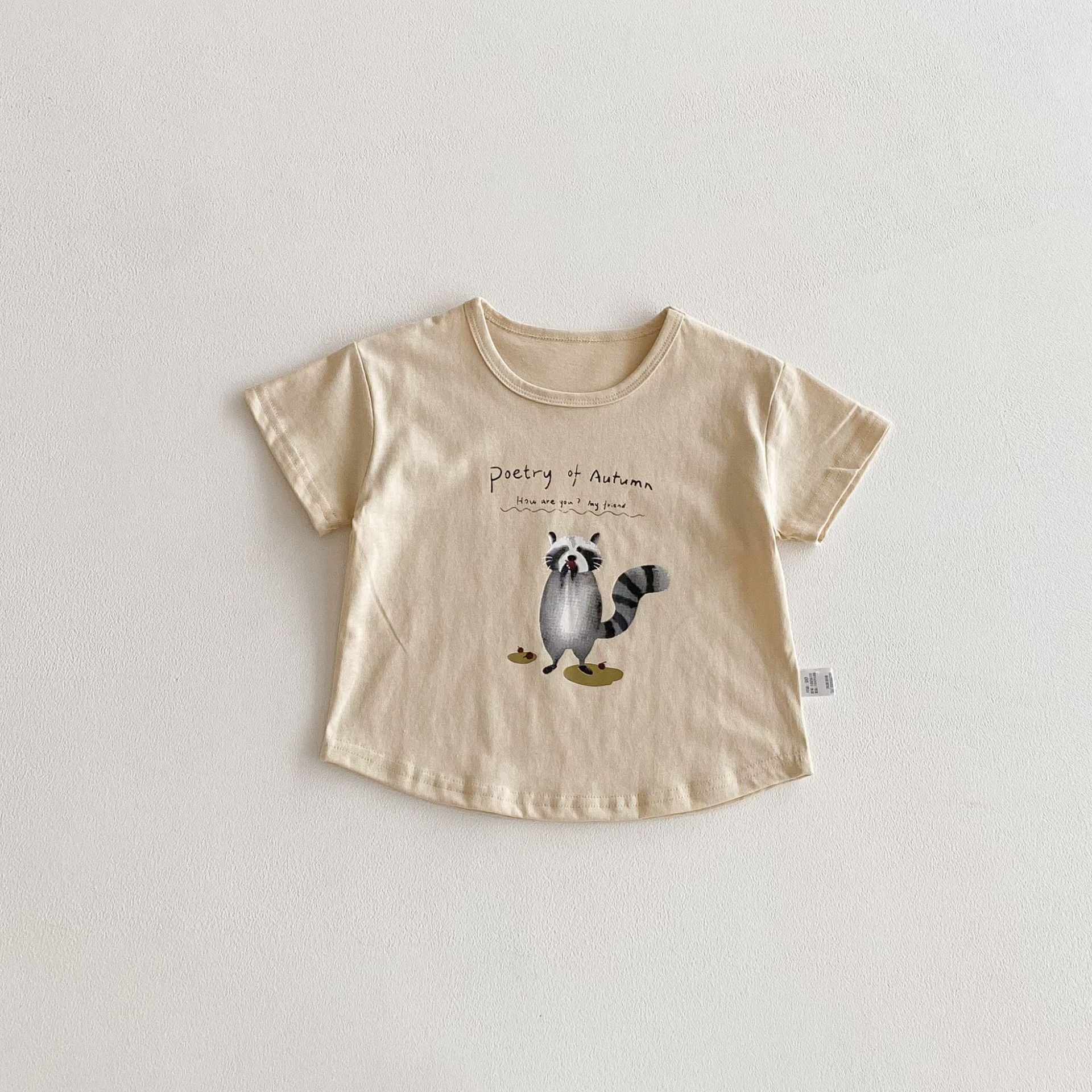 Summer Boys and Girls’ Cartoon and Letters Pattern T-shirt in European and American Style, MyKids-USA®, T-Shirts, MyKids-USA - Size/Age - 90 (12-24M) - Color - Beige -  -  - TR2603142359-A.