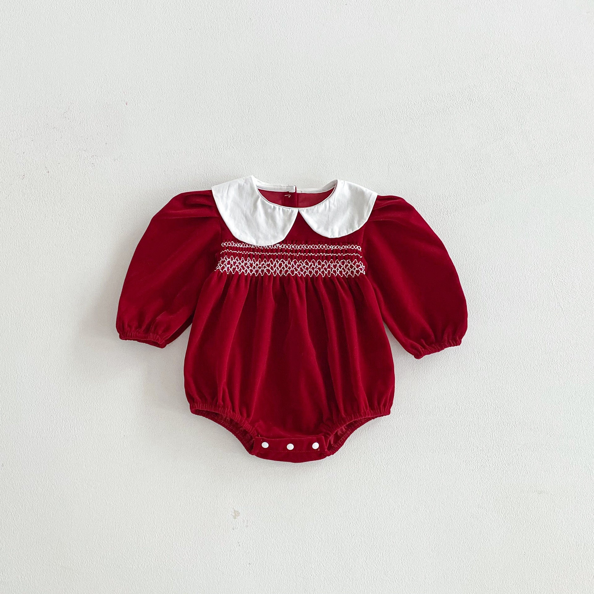 Autumn Arrival Baby Girls Long Sleeves Color Patchwork Onesies, MyKids-USA®, Baby One-Pieces, MyKids-USA - Size/Age - 66 (3-6M) - Color - Red -  -  - TR2511102342-A