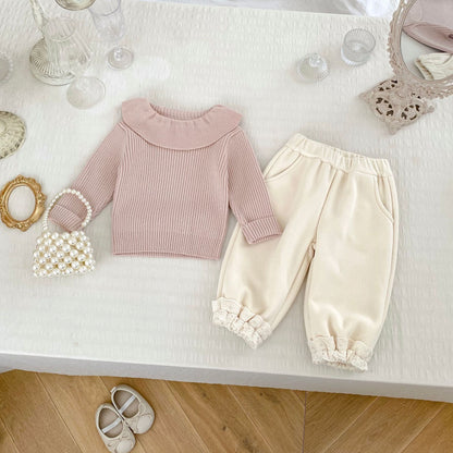 Autumn Hot Selling Baby Girls Long Sleeves Simple Plain Knitted Top and Thick Trousers, MyKids-USA®, Baby & Toddler Outfits, MyKids-USA -  -  -  -  -  -  - 