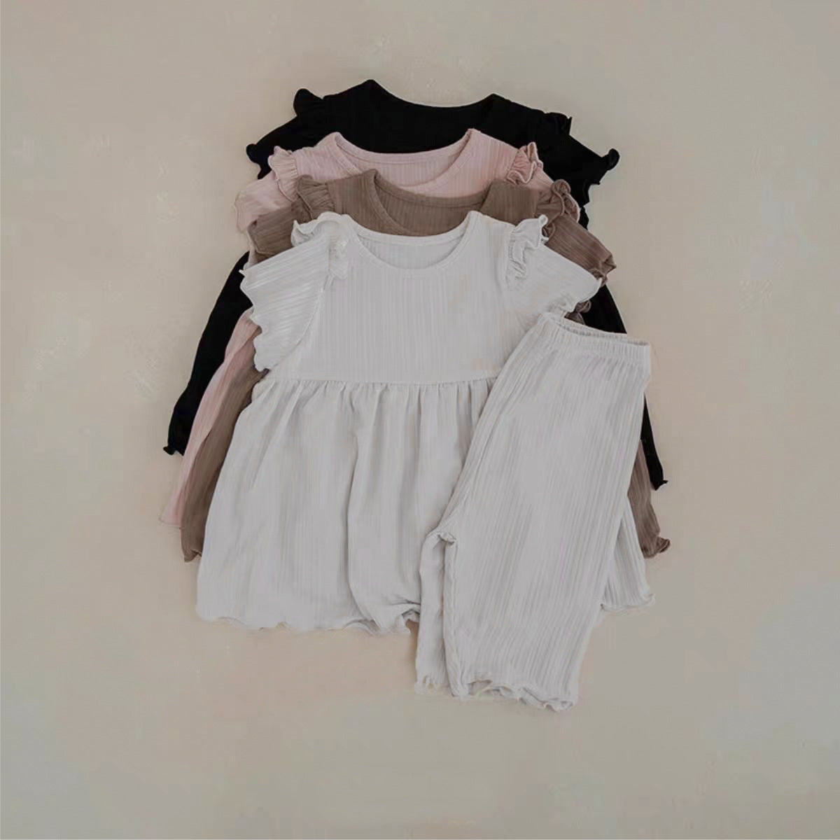 Summer Baby Kids Solid Color Fly Sleeves Vest and Pants Simple Clothing Set for Girls, MyKids-USA®, Baby & Toddler Outfits, MyKids-USA -  -  -  -  -  -  - 