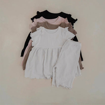 Summer Baby Kids Solid Color Fly Sleeves Vest and Pants Simple Clothing Set for Girls, MyKids-USA®, Baby & Toddler Outfits, MyKids-USA -  -  -  -  -  -  - 